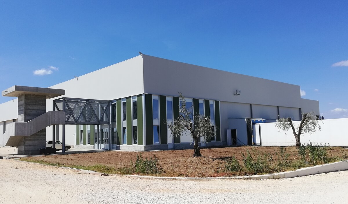 Scala metallica di sicurezza con struttura in acciaio.